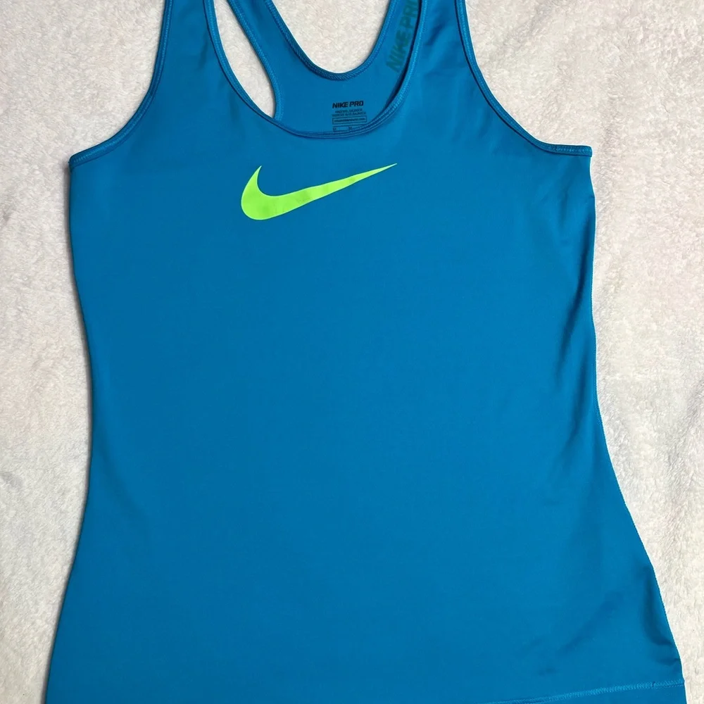 Nike Women’s Teal Tank with Neon Yellow Swoosh